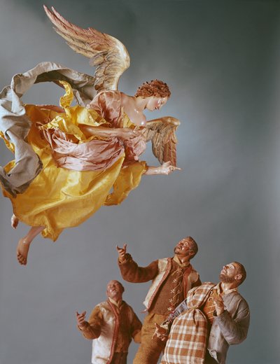 Angel and Shepherds, from the Christmas Creche and Tree by Neapolitan School
